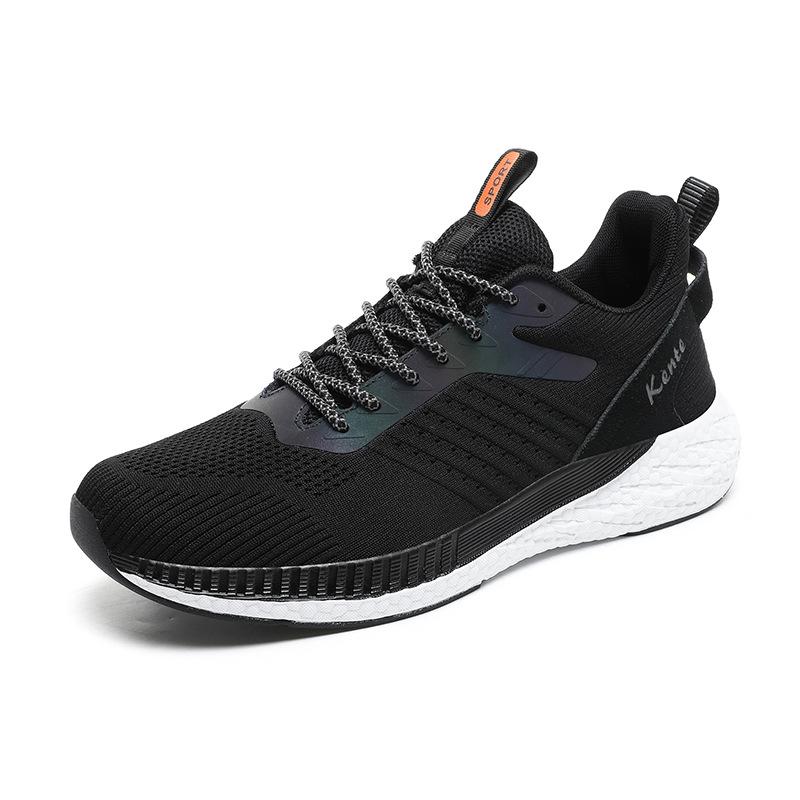 2025 spring trendy large size sports shoes men's thickened fly-woven running shoes lightweight breathable travel shoes trendy commuter shoes