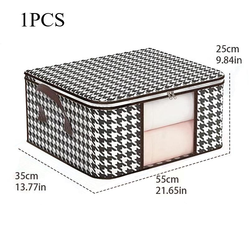 Visible Large Capacity Storage Box Portable Household Clothes Organizer with Handles Foldable Dustproof Quilt Zipper Container