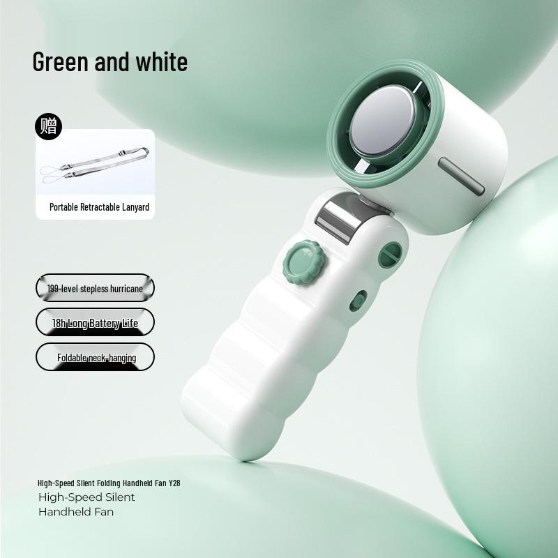 2026 Handheld Turbo Fan with Digital Display, 199 Speeds & Ice Pack Cooling, Three-Fold Design with Lanyard