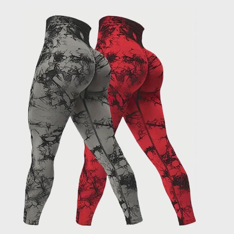 2 Pack Women's High Waisted Sexy Butt Lifting Seamless Solid Color Yoga Leggings Elastic And Breathable Fitness Sports Pants