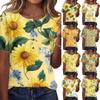 Женская рубашка с коротким рукавом, хлопково-льняная блузка с принтом, повседневная блузка на пуговицах