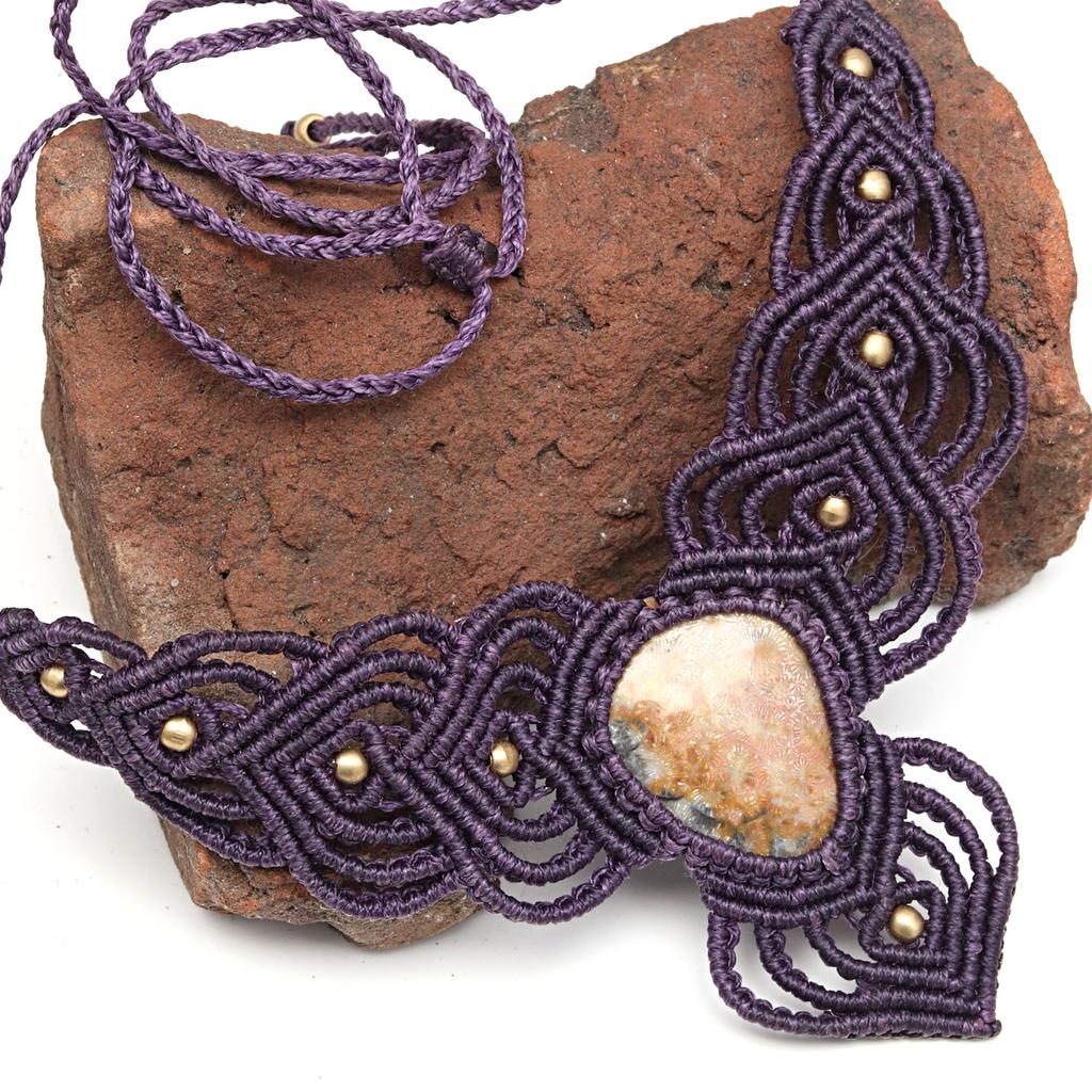 Ювелирное изделие из ниток макраме Ocean Jasper с драгоценными камнями ручной работы 20-36''Ad Ожерелье