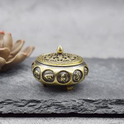 Новая античная бронза, китайская 12 зодиакальных животных, курильница, украшения для дома, медная полая домашняя курильница, держатель для курильницы из сандалового дерева