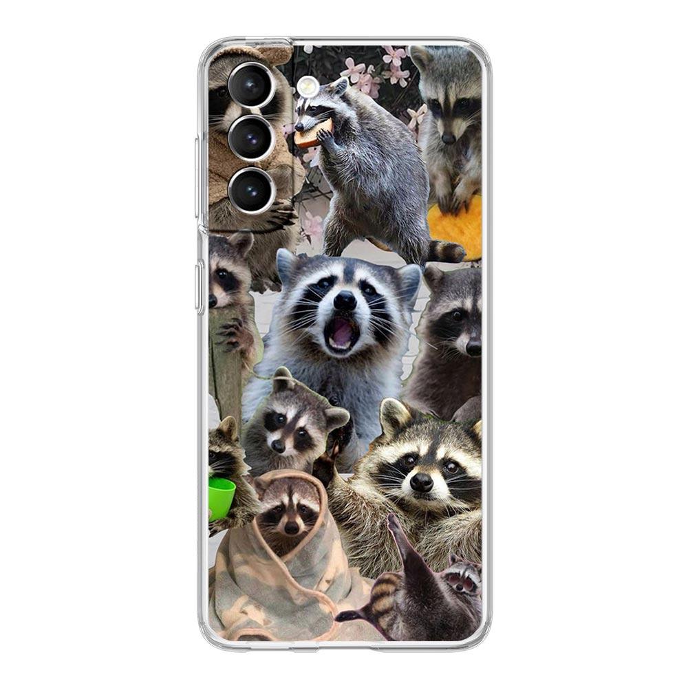 Clear Phone Case For Samsung Galaxy S24 Plus S23 FE S22 S21 S20 Ultra 5G S10 S10E S9 S8 Soft Silicone Cover mapache