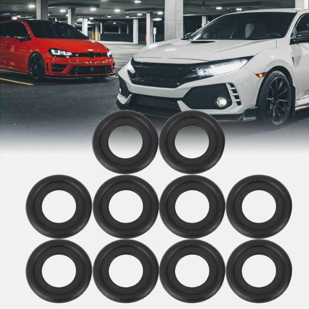 10Pcs Car Engine Oil Drain Plug Gaskets Washer Black Rubber Replacement Screw Washers Sealing Gasket for GM 12616850 3536966