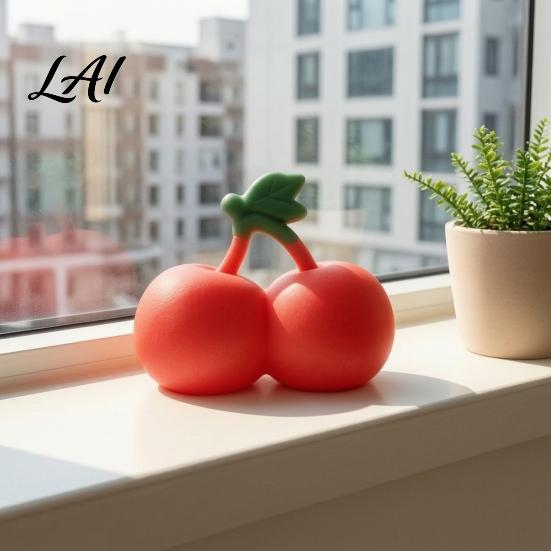 Realistic Food Toy Cherry Stress Relief Toy Giant Squeeze Fidget Fake Fruit Soft Stretchy Simulation Sensory for Anxiety