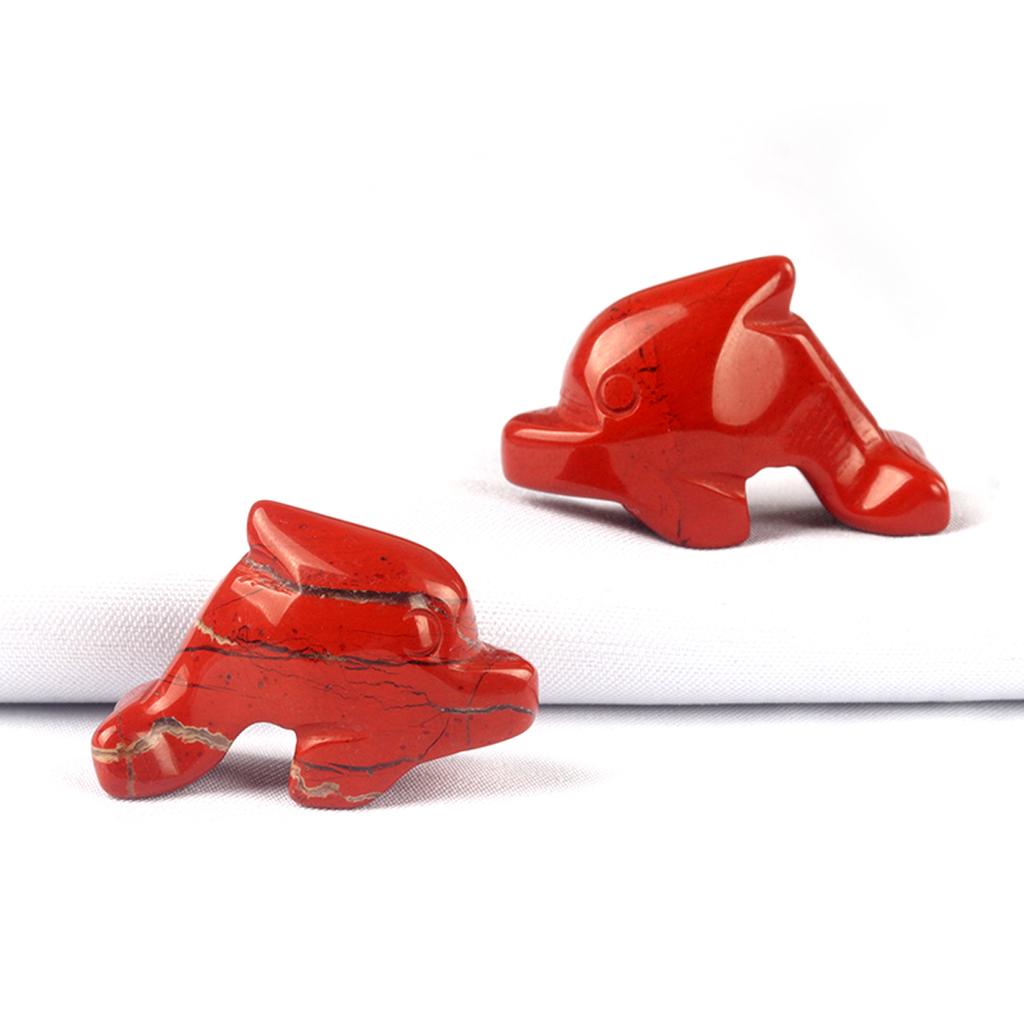 2Pcs/Pack Natural Semi-Precious Stone Ornament Decoration Dolphin Shape Healing Gems Home Decor Christmas New Year Small Furnishings Jewelry 18x27 Mm