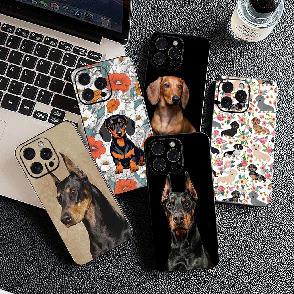 Protective Cover for Apple iPhone 17 16 14 15 Plus Pro Max 16E ProMax + 15Plus 15+ 16+ Casing Phone Case Dachshund Dog Doberman
