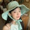 Зеленая сетчатая шляпа рыбака с завязками, женская шляпа с большими полями, солнцезащитная шляпа для улицы
