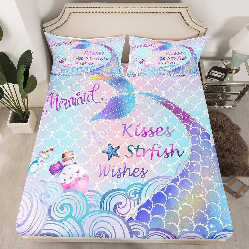 Узор Эйфелевой башни Шапка на кровать из трех частей Цифровая печать Постельное белье Шапка на кровать Набор из трех частей Детский Взрослый