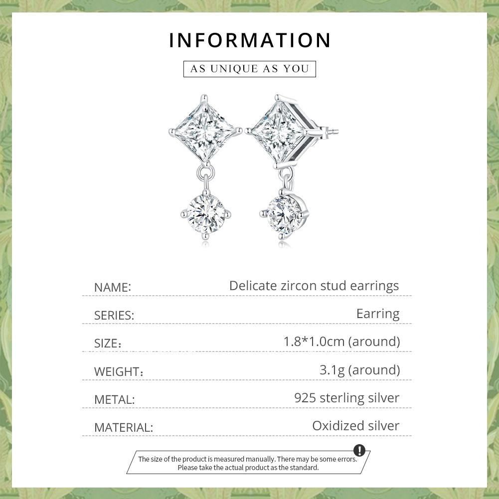 Женские серьги-гвоздики BAMOER из стерлингового серебра 925 пробы с нежным кубическим цирконием, изящные роскошные серьги-гвоздики для девочек, изысканные ювелирные изделия Gitf