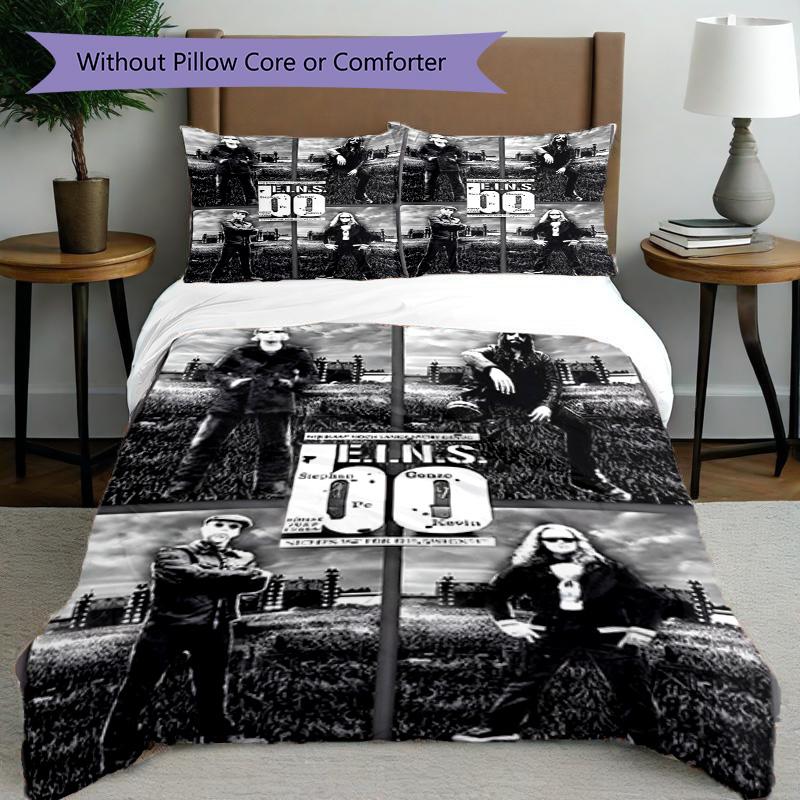 3pcs Duvet Cover Set (1*Duvet Cover + 2*Pillowcase, Without Core), Bohse Onkelz Print Bedding Set, Bedroom Decor, All‑Season, Birthday Gift