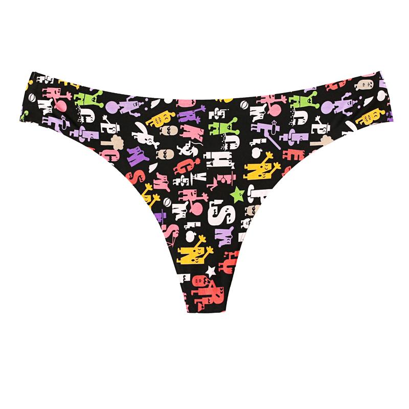 TERMEZY Сексуальные трусики с принтом, стринги с низкой талией, бесшовные дышащие трусики из ледяного шелка, женское нижнее белье, мягкое нижнее белье
