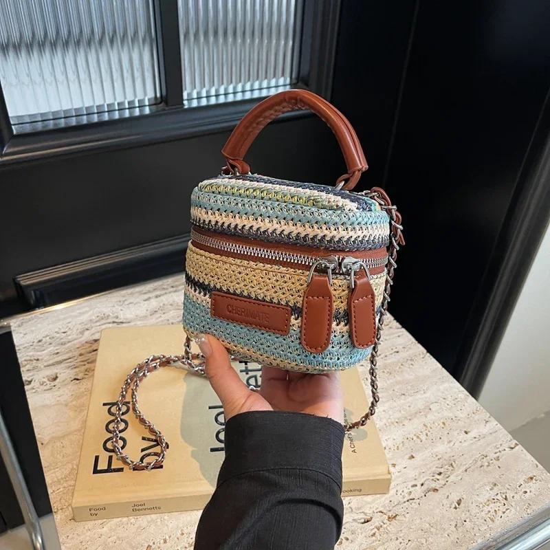 Маленькая женская сумка Grama с плетением, новая универсальная сумка в корейском стиле с цепочкой через плечо