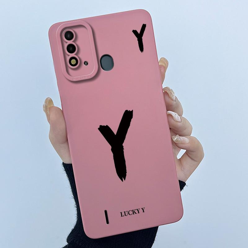 For ITEL Vision 2S P37 P651L P651W Case Cover Lucky Initial Letter Silicone Soft Matte Phone Bumper for ITEL Vision2S P37 Casing