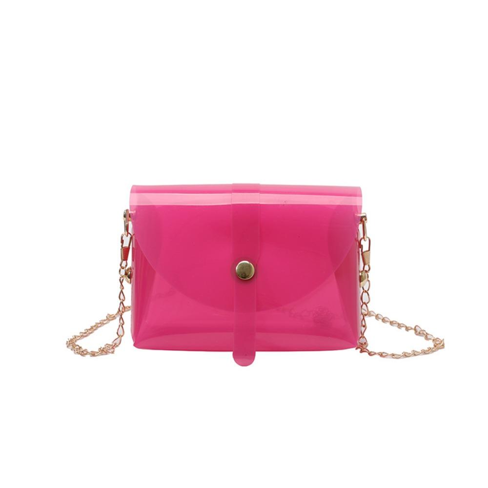 Kawaii Transparent Crossbody Bag Candy Color Mini Lipstick Bag Trendy Jelly Shoulder Bag  Female
