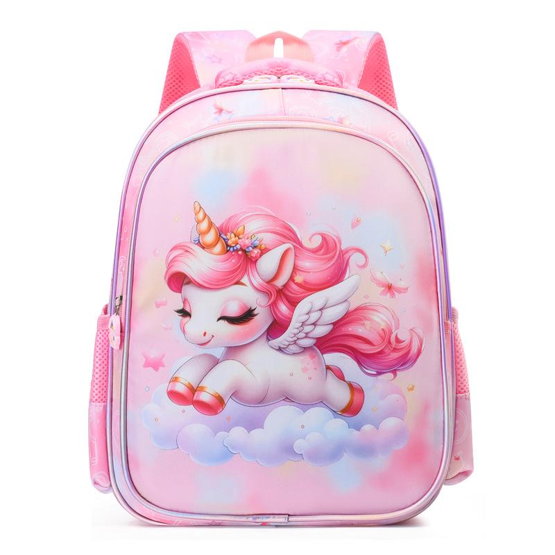 Children'S School Bag Cartoon Pony Print Boys And Girls Backpack 3--6 Years Old Kindergarten Small Class Eggshell Backpack