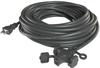 KIMOC 10m Black Extension Cord, 3-Way, 3-Outlet, Soft Type, for Work, Outdoor (Sunny Weather) and Indoor Use, Electrician, Double-Coated, VCT,