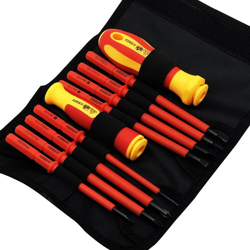 10pcs Insulated Screwdriver Set Household Magnetic Electrician Repair Tool Electrician's Safe Tool Anti Electric Screwdriver Set