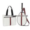 Canvas Striped Tennis Tote: Fashionable Ladies' Crossbody Handbag & Beach Sports Bag