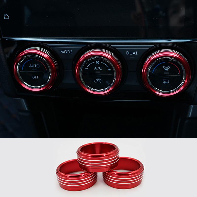 3 Pcs/set Car Air Condition Switch Knob Ring Decoration Cover For Subaru Forester SJ 2013-2018 Car Interior Decor