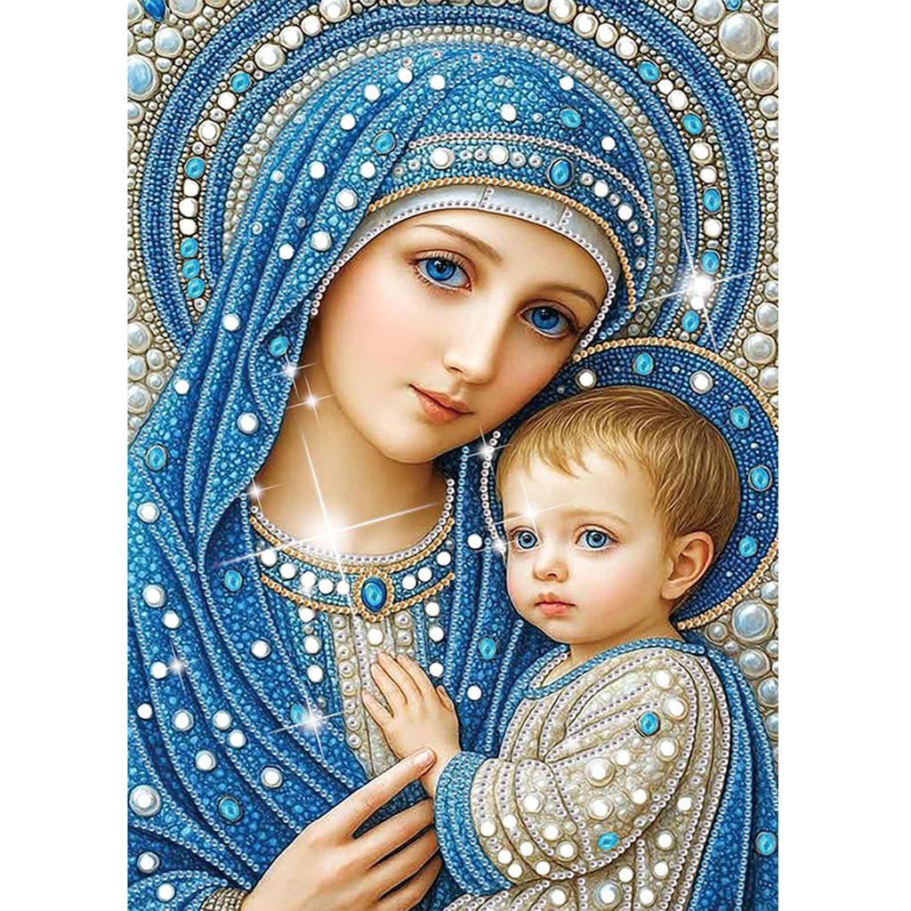 Virgin Mary Partial DIY 5D Special Shaped Drill Diamond Painting Kit for Adults/Beginners Gift Idea Home Decor 30x40cm