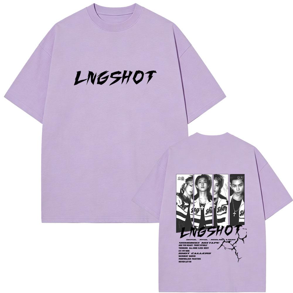 Корейская группа Lngshot 4SHOBOIZ МИКСТЕЙП Shot Callers Футболка Унисекс Женская K-pop Мода Уличная одежда Унисекс Повседневная Мягкие хлопковые футболки