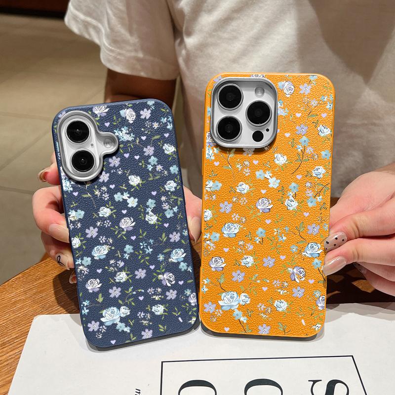 Маленький цветочный принт TPU кожа текстура тонкий чехол для телефона iPhone 16 Pro Max 15 Plus 14 Pro 13 12 11 мягкий матовый противоударный бампер чехол
