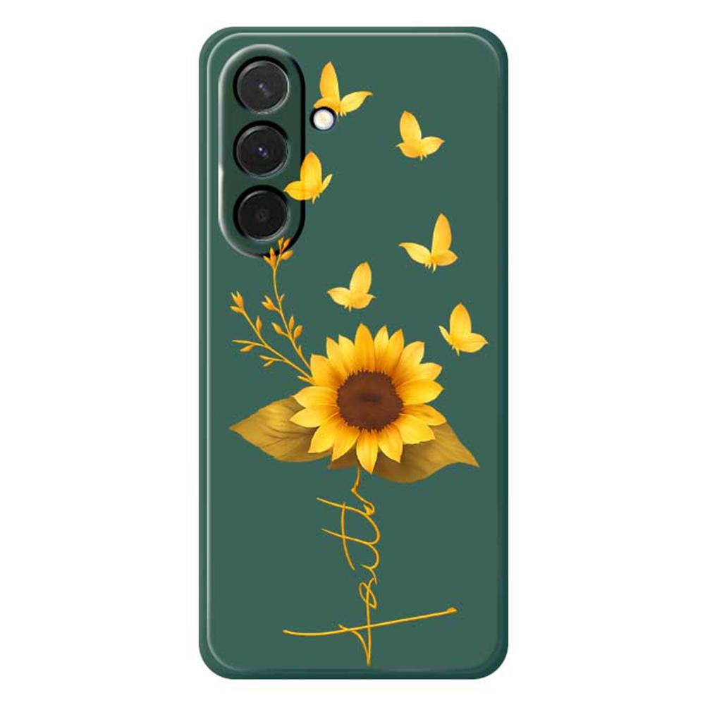 For Samsung Galaxy A36 5G Case Golden Butterfly Sunflower Pattern Printing Straight Edge TPU Phone Back Cover