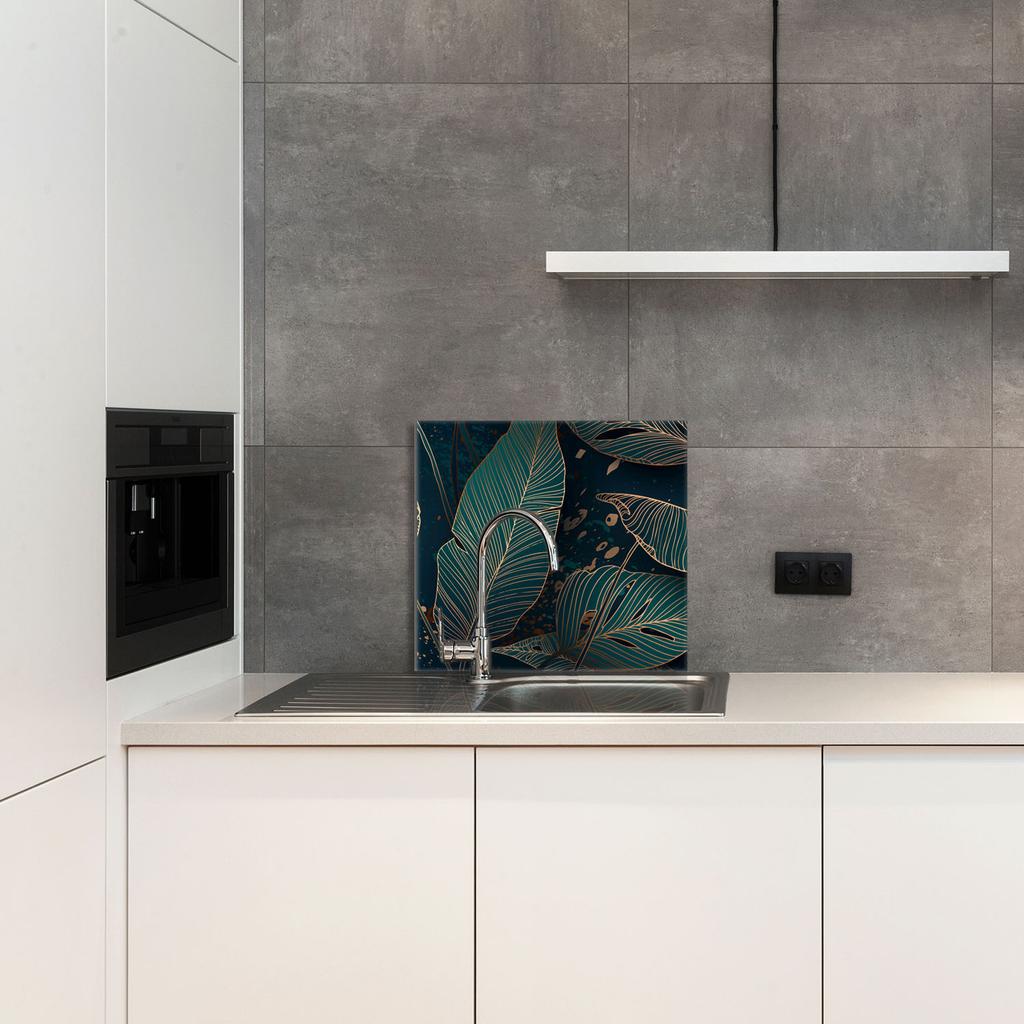 PANEL SZKLANY DO KUCHNI 65x60 Liście