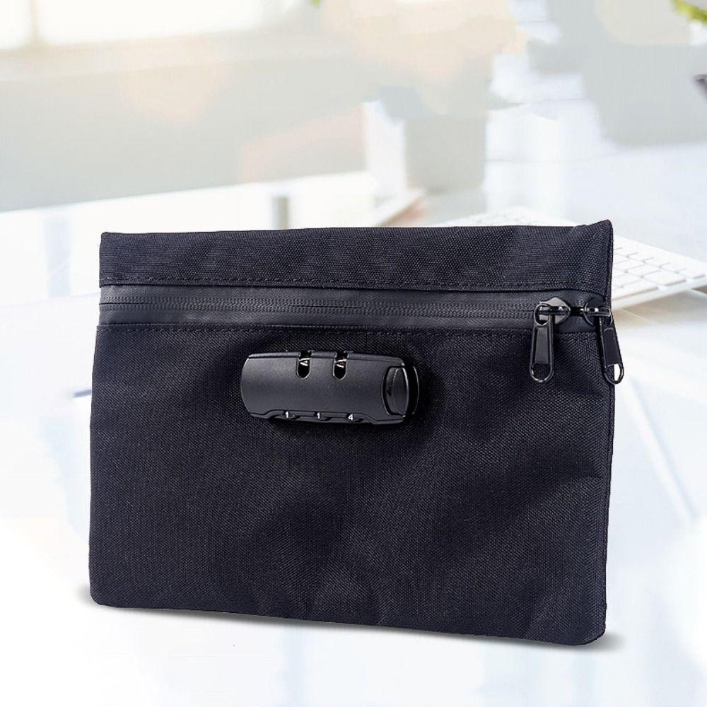 Black Money Bag With Lock Portable Document Bag Durable Security Bag for Cash  Travel