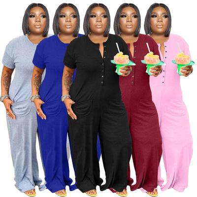 Женский повседневный комбинезон на пуговицах больших размеров - Европейский и американский стиль