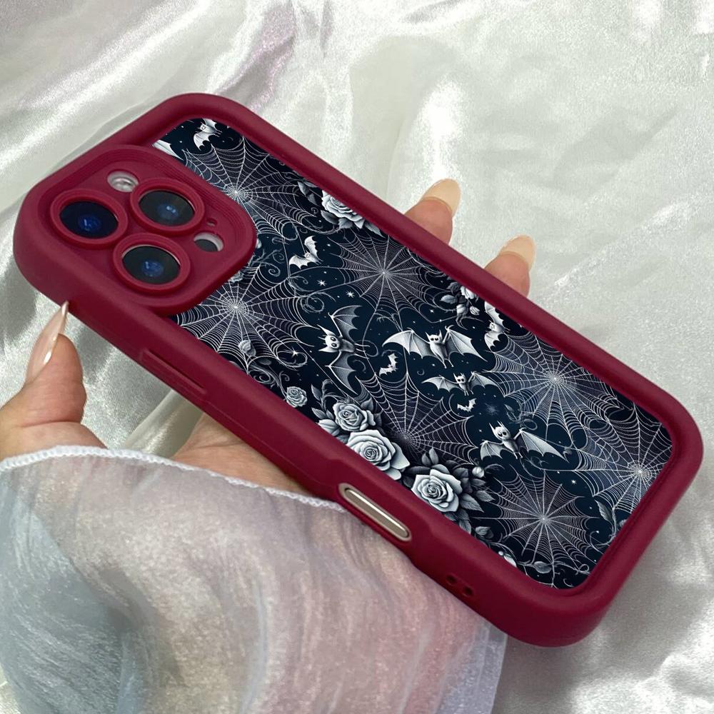 JT92 Черная Паутина Хэллоуин для iPhone 17 16 15 14 Pro Max Samsung S26 S25 S24 Ultra A17 A16 A07 A56 A06 Xiaomi 15T Redmi 14C 15c Мягкий Чехол из ТПУ