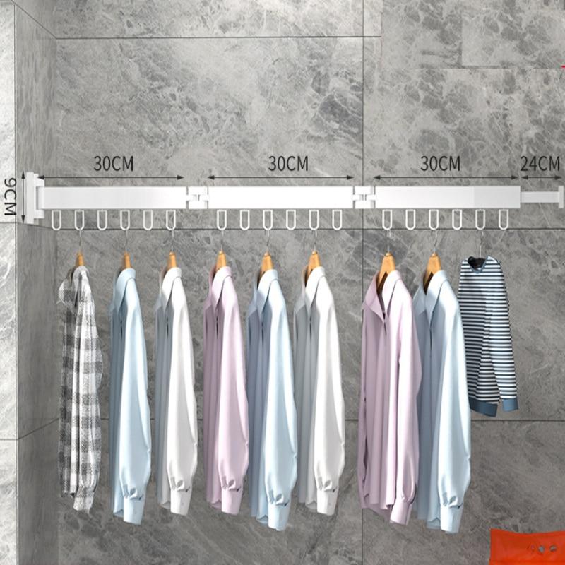 Folding Clothes Hanger Wall Mount Retractable Cloth Drying Rack Indoor & Outdoor Space Saving Aluminum Home Laundry Clothesline