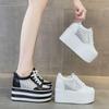 12cm New Air Mesh Leather Genuine Platform Wedge Flats Summer Spring Boot Ankle Women High Brand White High Heels Shoes