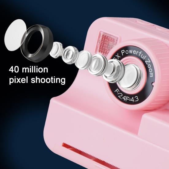 Instant Print Portable Camera with Large Screen 40MP Clarity Compact Size Portable Multifunctional Kids Camera with Color Pens Set