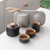 Travel Tea Set Ceramic Black Pottery Portable Express Cup One Pot Three Cups Household Teapot Set Small Gifts