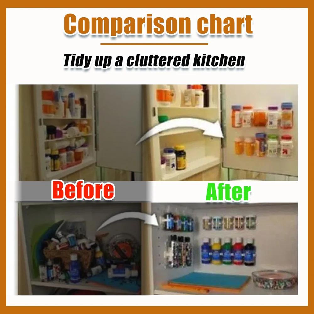 2/4 шт. кухонная стойка для хранения, стойка для хранения банок с приправами, простая настенная подставка для бутылок с приправами, держатель для ингредиентов с 5 отверстиями