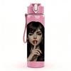 1PC Dark Haired Lady Quiet Portrait 750ml Color Plastic Sports Water Bottle Leakproof Flip Straw Lid For Sports Office Home Use
