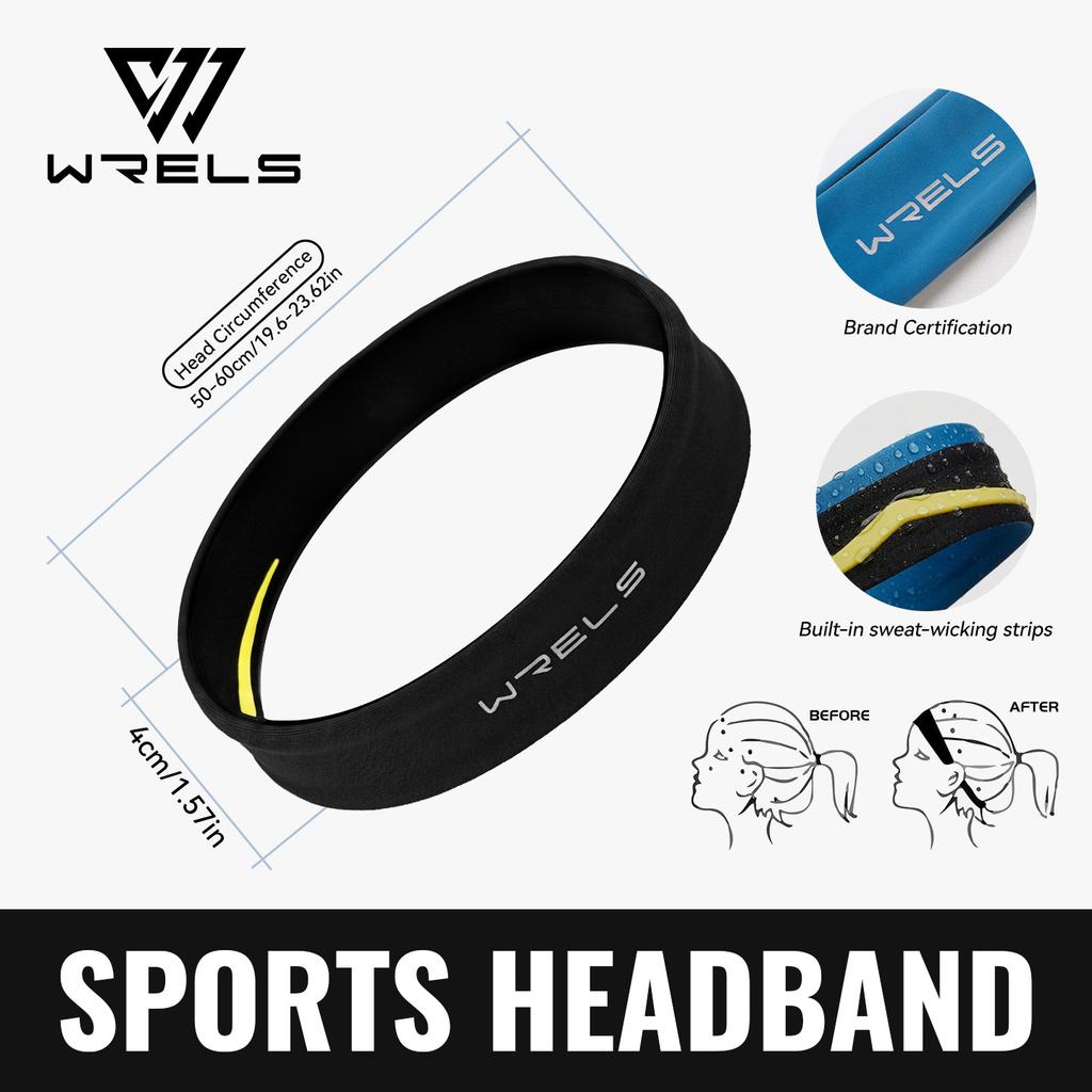 WRELS Sports Headband Anti Slip Running Yoga Fitness Hair Band Sweat Absorbing Moisture-wicking Breathable Elastic Hair Bands