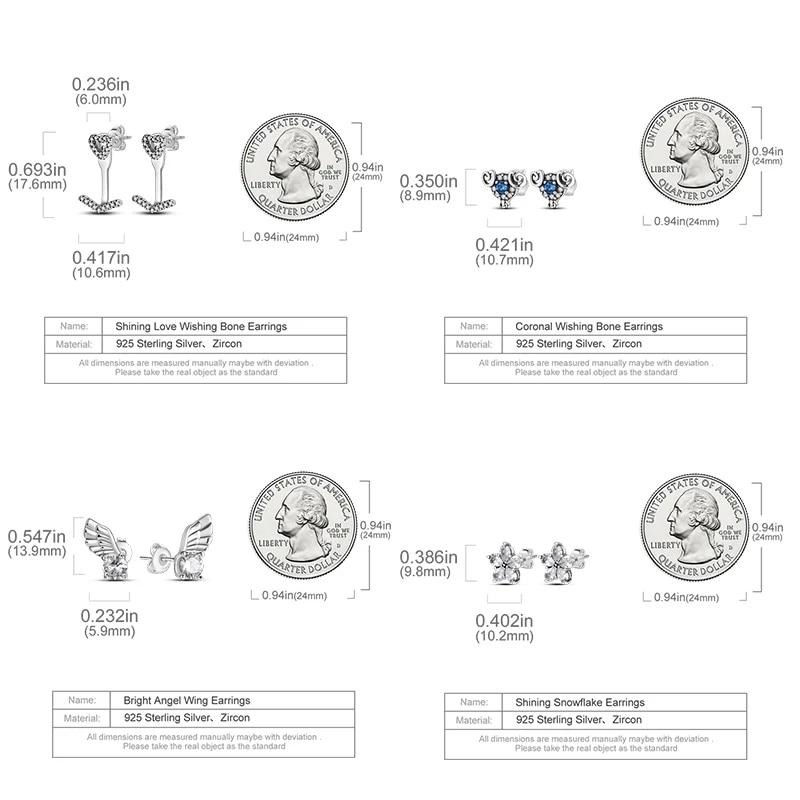 Новый дизайн, серьги-гвоздики со звездами и крыльями, серьги-кольца для женщин, подруги, жены, серебро 925, ювелирные изделия, подарок, серьги-капли