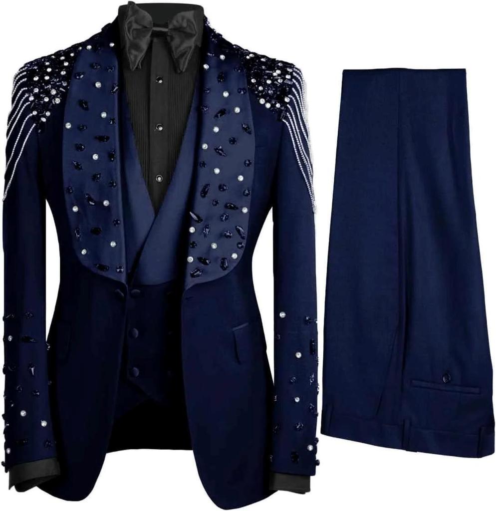 Изысканный хрустальный мужской костюм-тройка, вечерние платья, платья для особых случаев, мужской сценический костюм, платья знаменитостей, выпускные платья