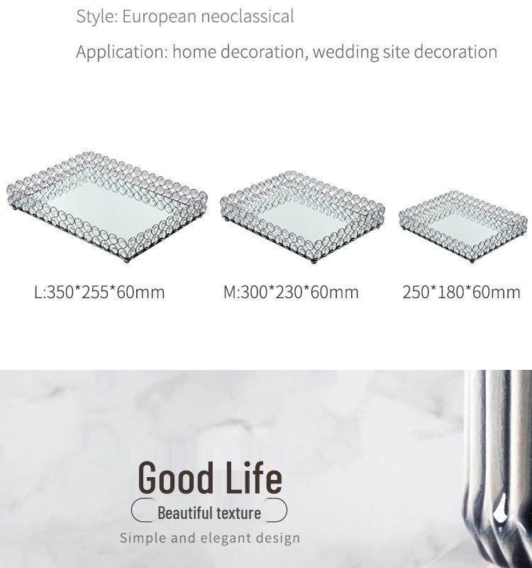 Элегантный хрустальный зеркальный поднос: Настольное украшение, Фруктовница, Металлическая подставка для торта для хранения, Свадебный реквизит, Чайный поднос, Тарелка для чашки.