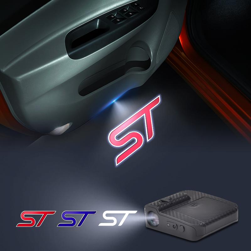 ST Logo Wireless Courtesy Car Door Projector LED Welcome Lights For Ford Puma OKM1 Mondeo Focus Fiesta Kuga Explorer Everest Decor