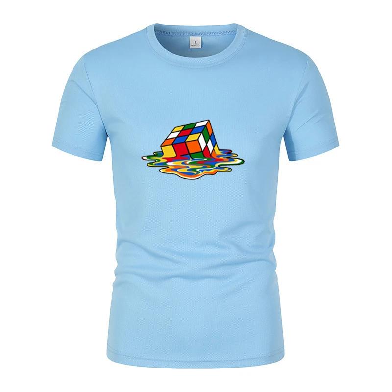 Летняя новая модная и интересная мужская футболка с короткими рукавами с принтом Рубика, повседневная унисекс-футболка в стиле Харадзюку для улицы, спортивный топ