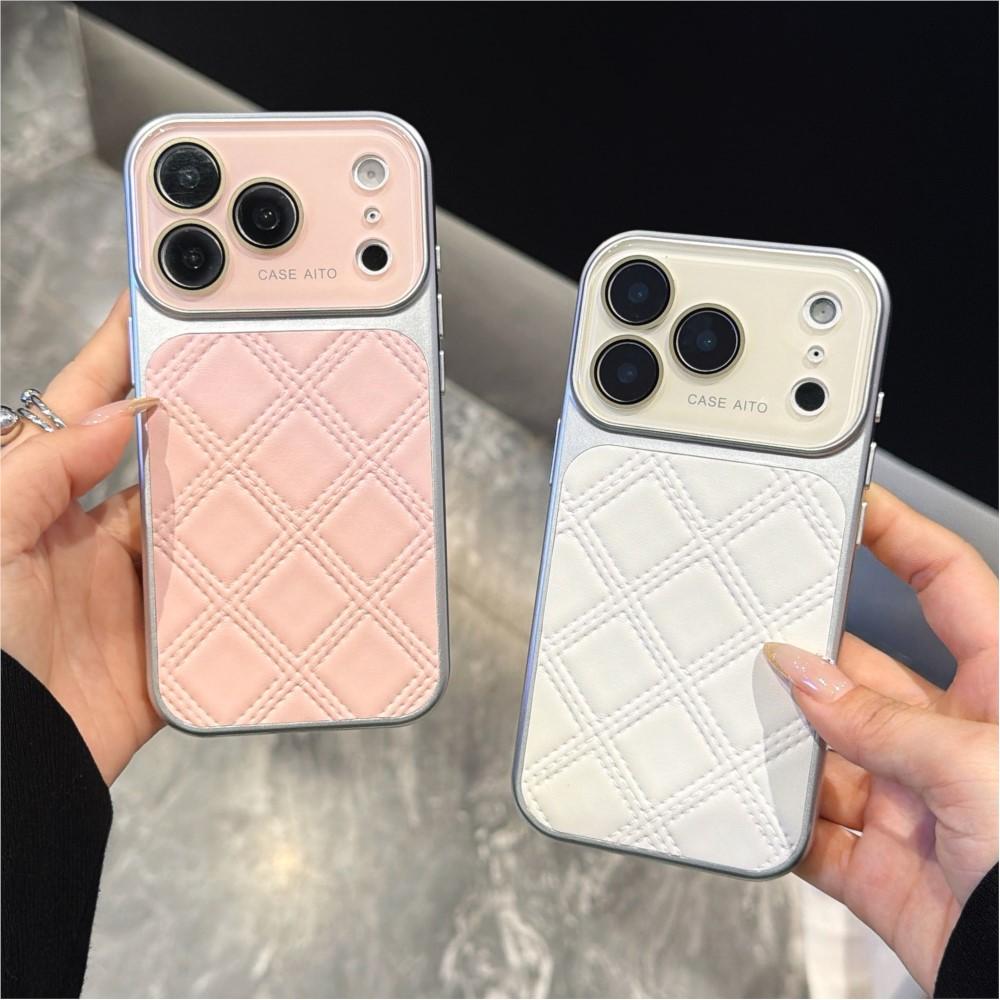 Кожаный чехол для телефона с текстурой ромба Для For Iphone 17 16 1 14 Pro Max 13 Большое окно Защита объектива Ударопрочная крышка Funda