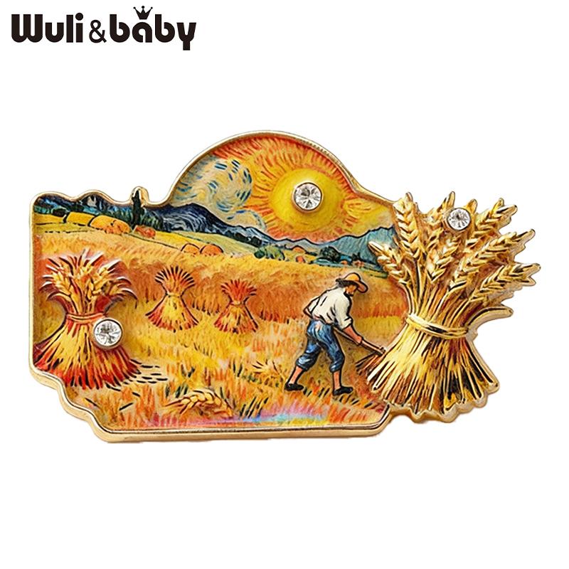 Xiaomi Wuli&baby Известные Картины Броши Для Женщин Унисекс 9-дизайн Звездная Ночь Подсолнухи Ирис И Жнец Вечеринка Брошь Значок