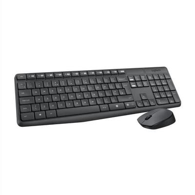 Комплект Клавиатура Мышь - Беспроводной - Logitech - MK235 - AZERTY - Графитовый