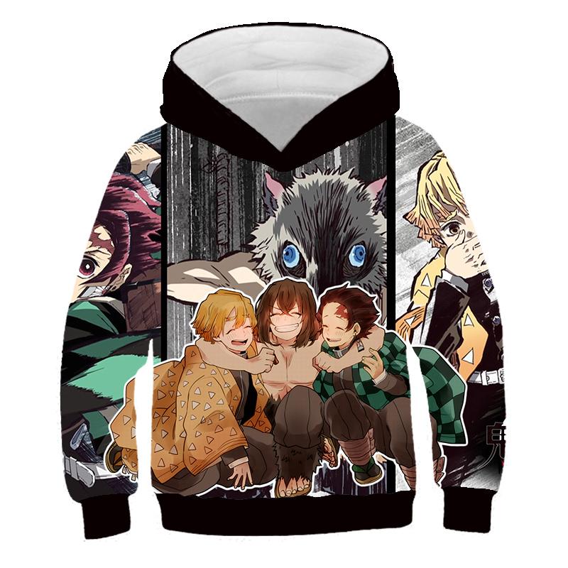 2025 Детские 3D Толстовки Demon Slayer Мода Осень Мальчики Толстовка Худи Манга Kimetsu No Yaiba Мальчики Девочки Джемперы 4-14 лет Одежда