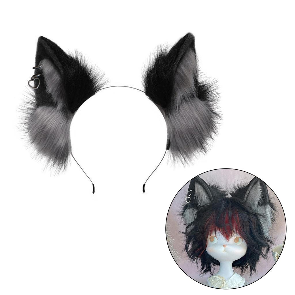 Handmade Wolf Ear Headband Kitten Girls Cosplay Accessories Beast Ears Fursuit Masquerade Halloween Cosplay Party